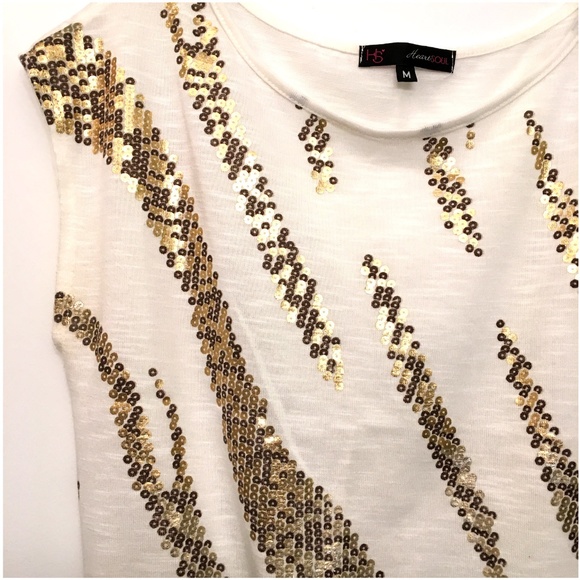 HeartSoul Shimmery Gold Faux Sequin Top - Picture 2 of 7